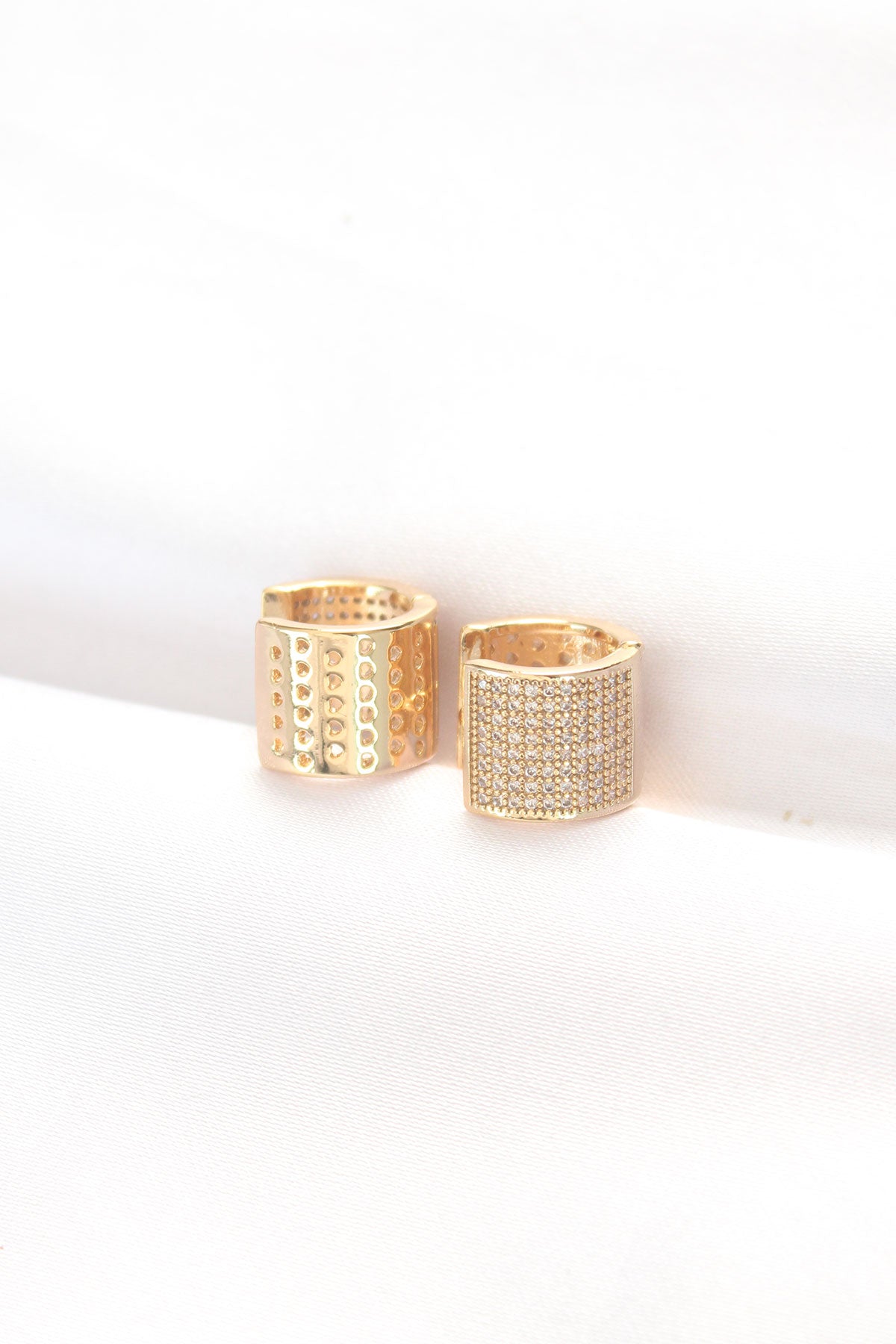 Brass Gold Color Stone Minimal Earrings