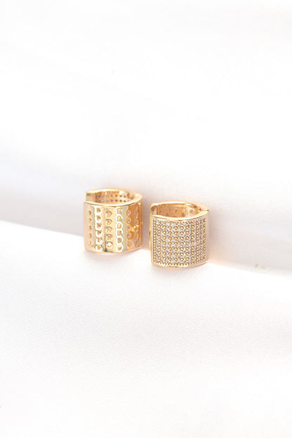 Brass Gold Color Stone Minimal Earrings
