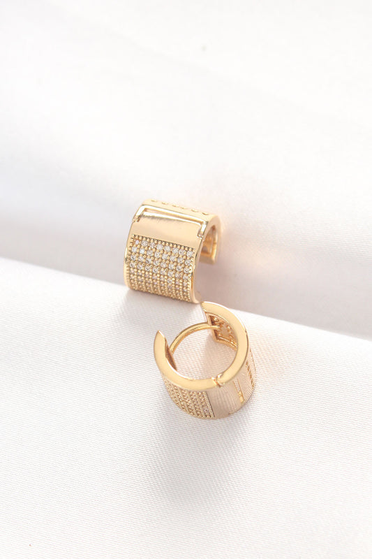 Brass Gold Color Stone Minimal Earrings