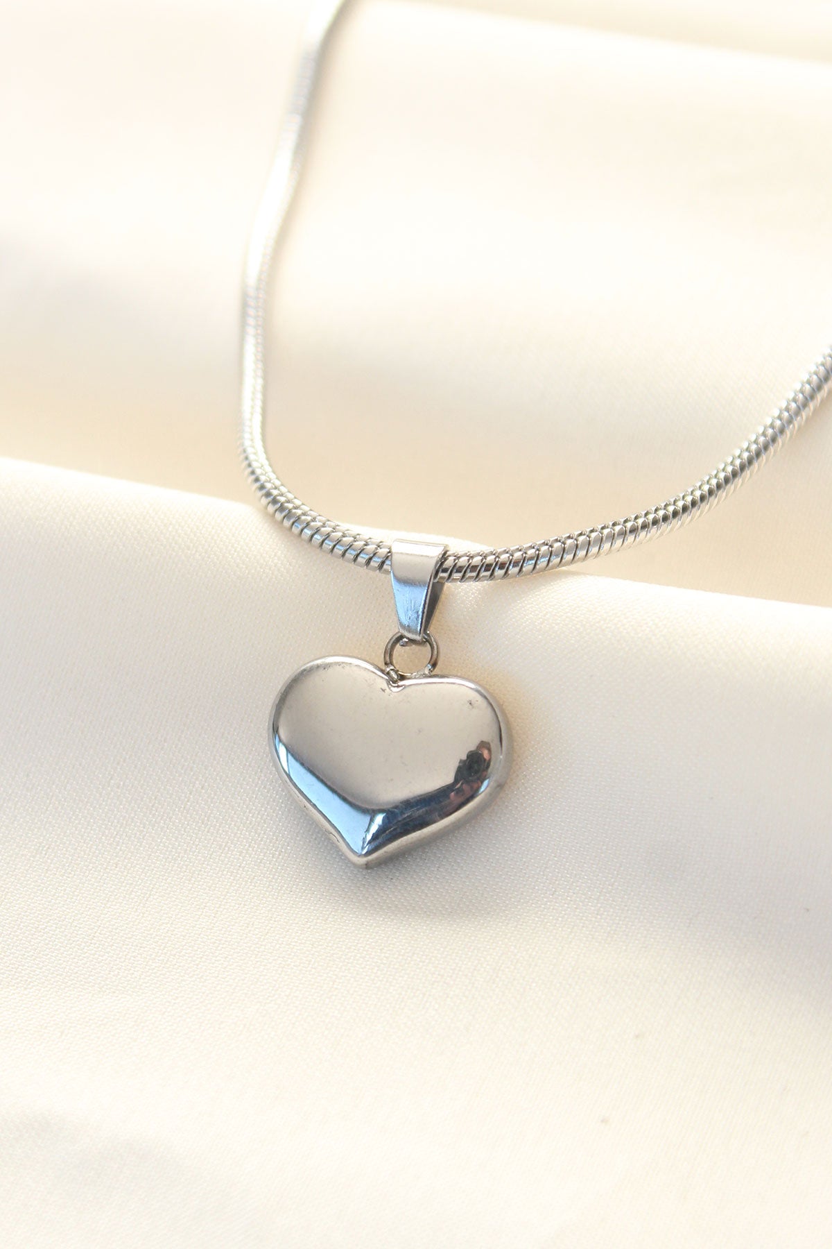 316L Steel Silver Color Heart Necklace