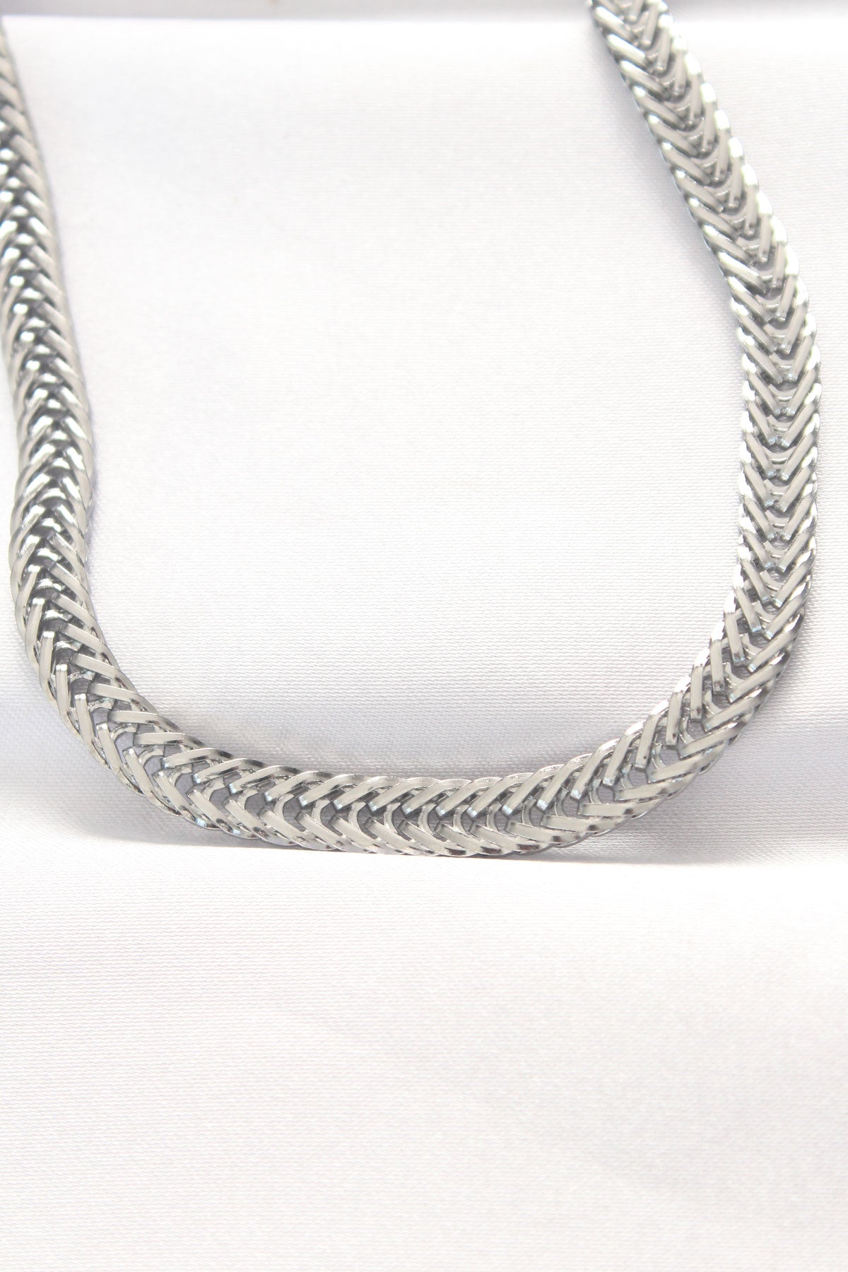 316L Steel Silver Color Herringbone Chain Necklace