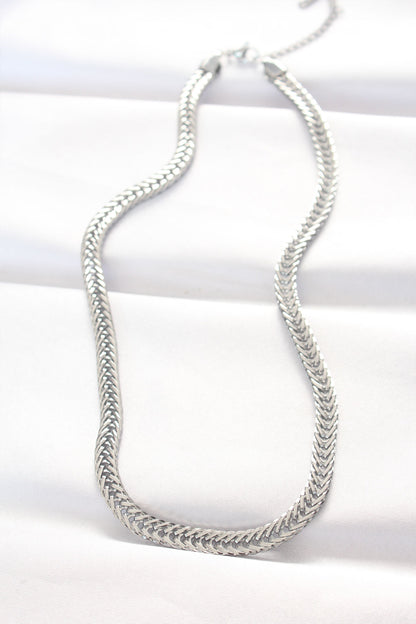 316L Steel Silver Color Herringbone Chain Necklace