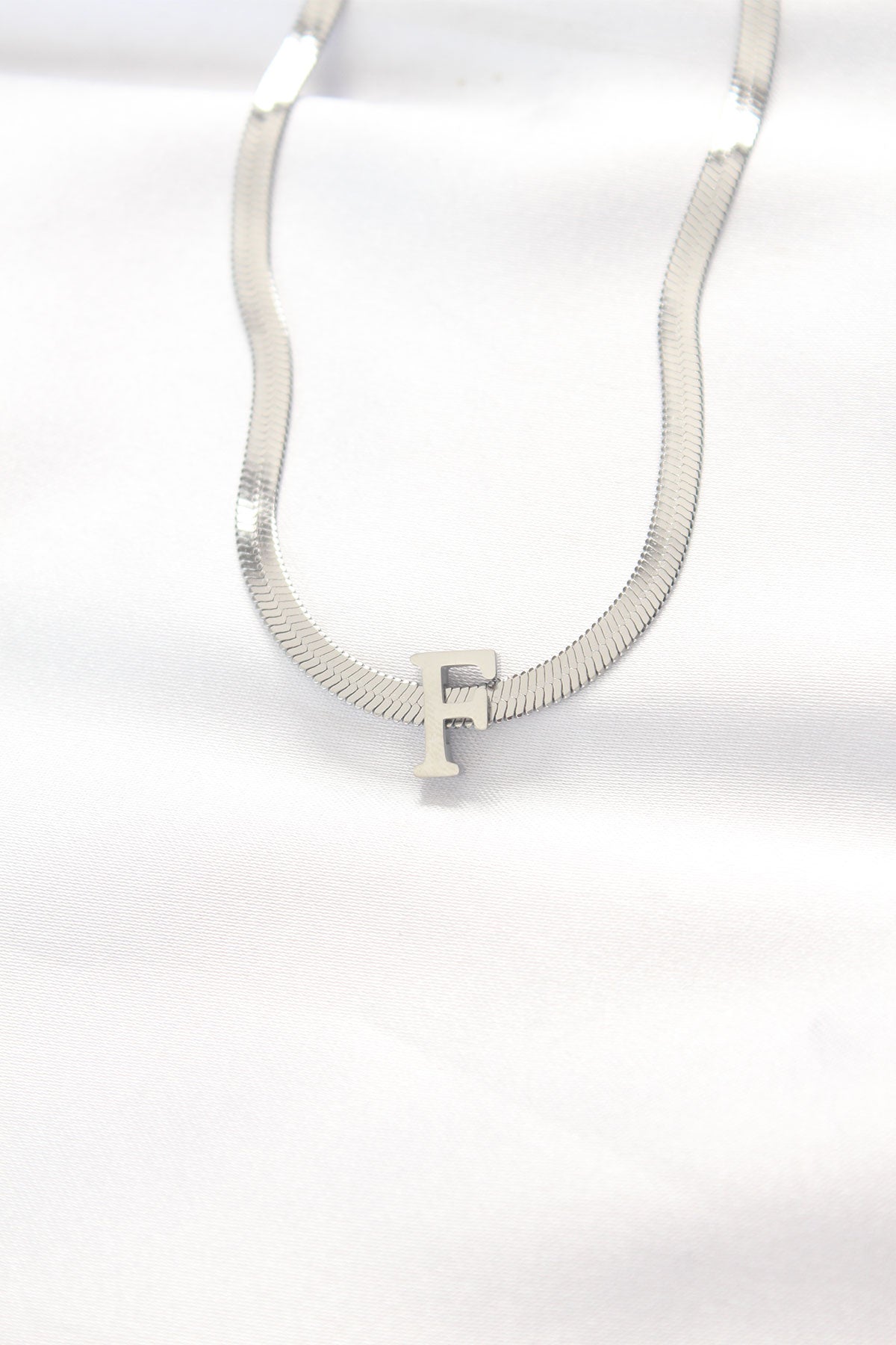 316L Steel F Letter Silver Color Italian Chain Necklace