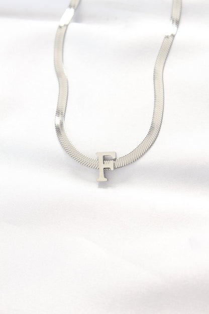 316L Steel F Letter Silver Color Italian Chain Necklace