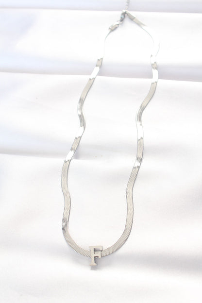 316L Steel F Letter Silver Color Italian Chain Necklace