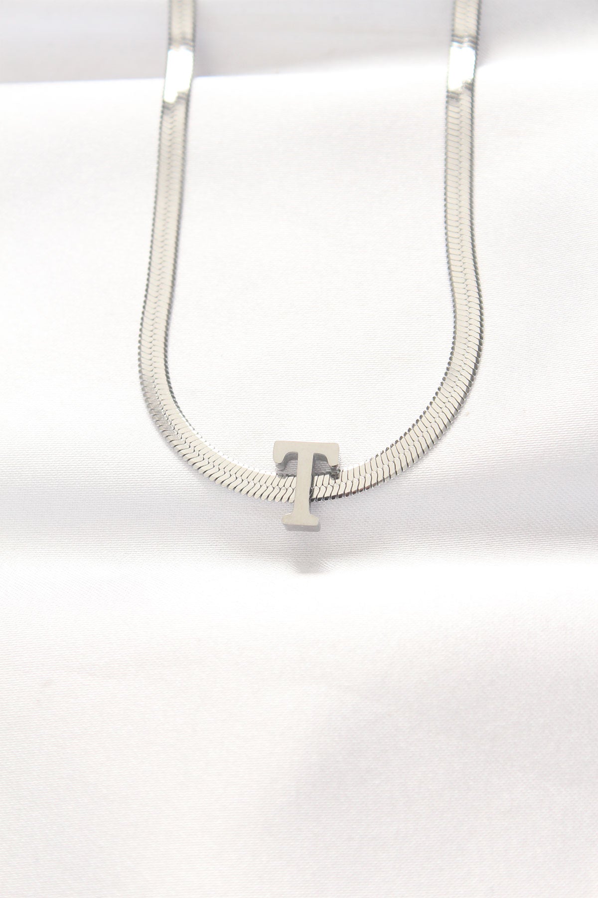 316L Steel T Letter Silver Color Italian Chain Necklace