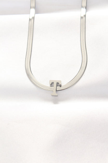 316L Steel T Letter Silver Color Italian Chain Necklace