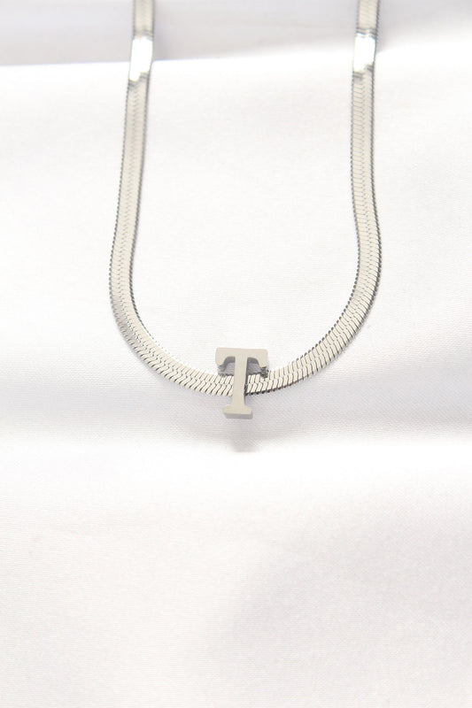 316L Steel T Letter Silver Color Italian Chain Necklace