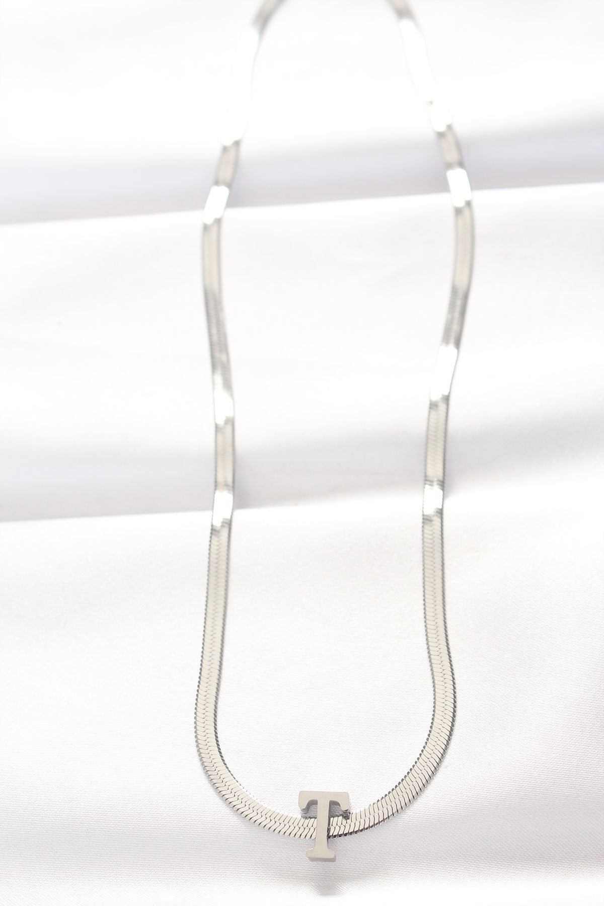 316L Steel T Letter Silver Color Italian Chain Necklace