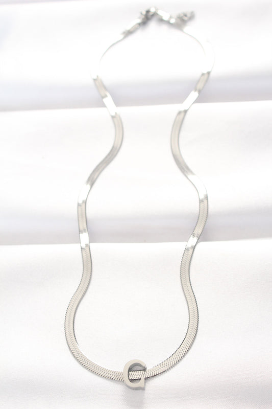 316L Steel C Letter Silver Color Italian Chain Necklace