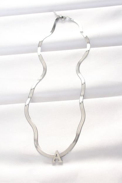 316L Steel A Letter Silver Color Italian Chain Necklace