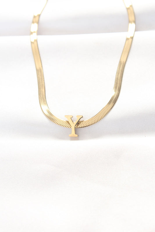 316L Steel Y Letter Gold Color Italian Chain Necklace
