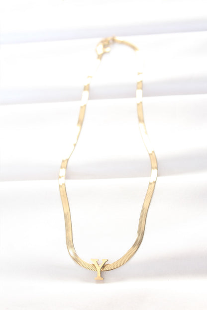 316L Steel Y Letter Gold Color Italian Chain Necklace