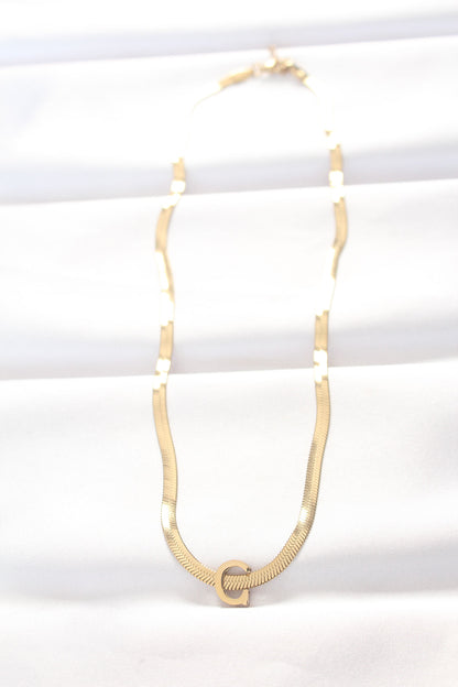 316L Steel C Letter Gold Color Italian Chain Necklace
