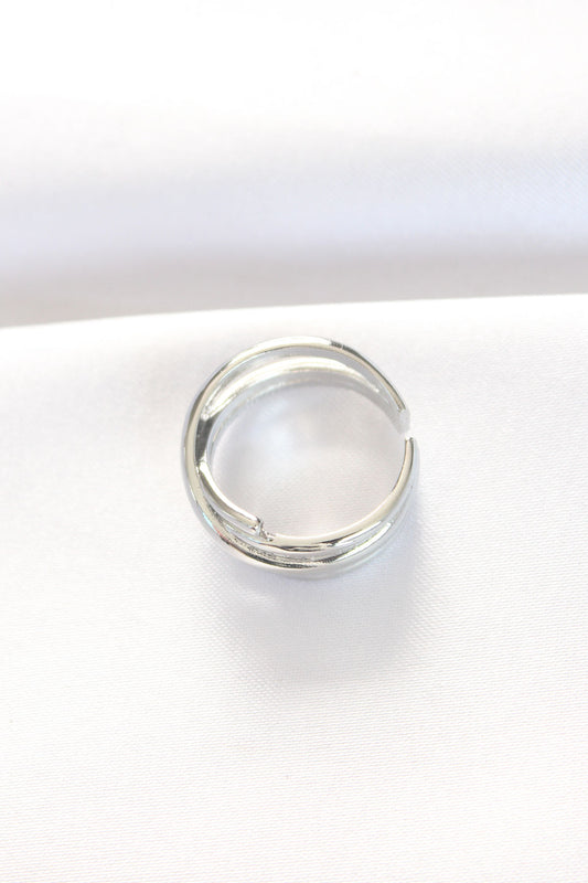 Thick Silver Color Adjustable Ring