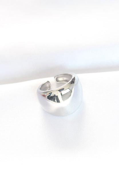 Silver Color Adjustable Domed Mirror Ring