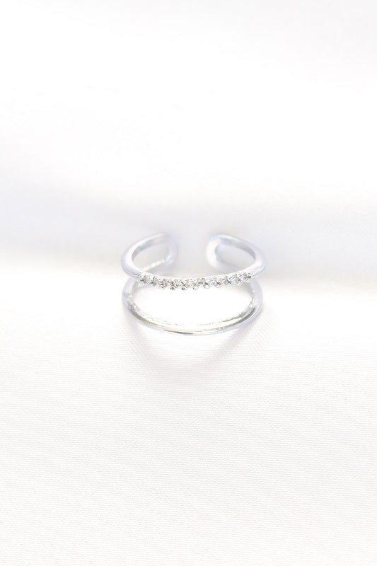 Double-Look Waterway Design Silver Color Adjustable Ring
