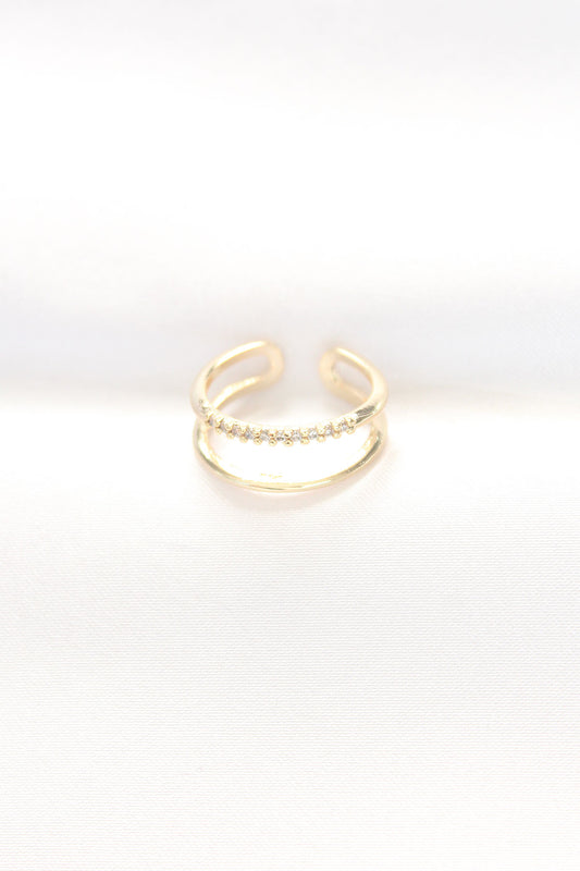 Double-Look Waterway Design Gold Color Adjustable Ring