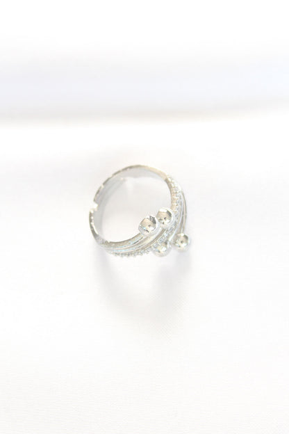 Ball Model Zircon Stone Silver Color Adjustable Ring