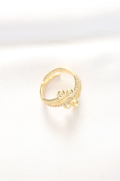 Ball Model Zircon Stone Gold Color Adjustable Ring