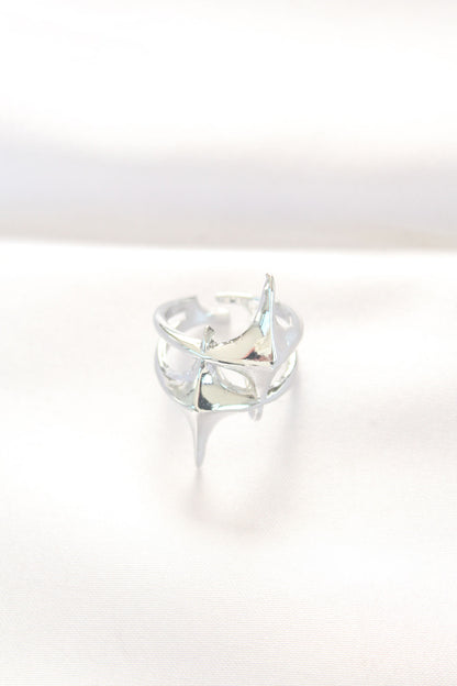 Star Model Silver Color Adjustable Ring