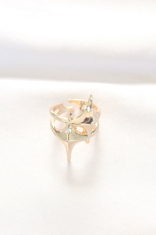 Star Model Gold Color Adjustable Ring