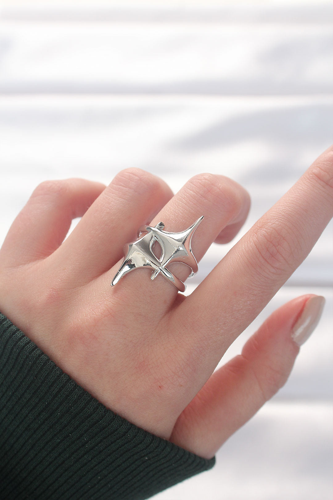 Star Model Silver Color Adjustable Ring