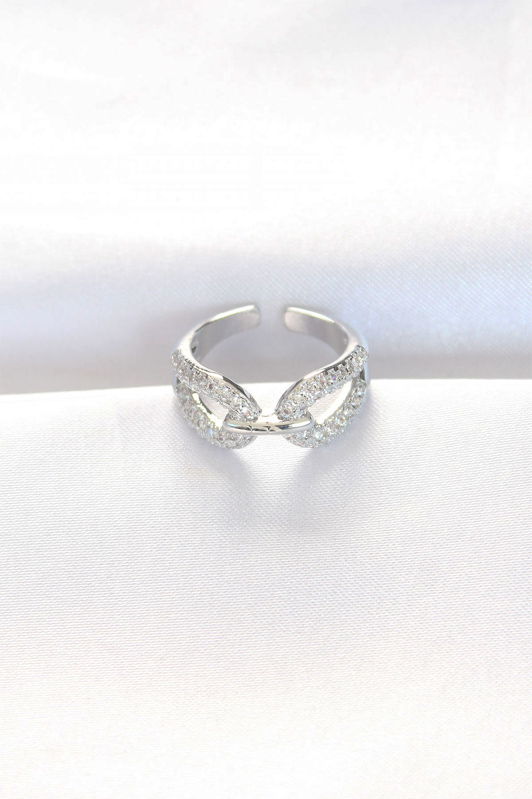 Zircon Stone Silver Color Adjustable Ring