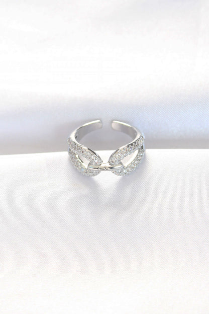 Zircon Stone Silver Color Adjustable Ring