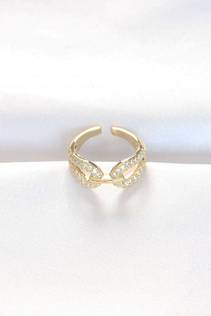 Zircon Stone Gold Color Adjustable Ring