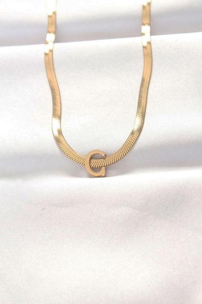 316L Steel C Letter Gold Color Italian Chain Necklace