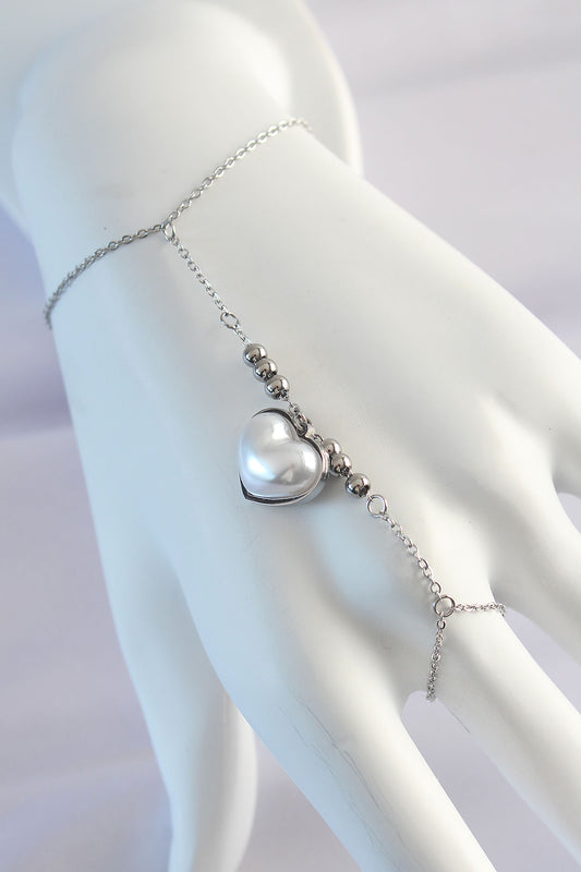 316L Steel Silver Color White Bubble Heart Design Shahmaran
