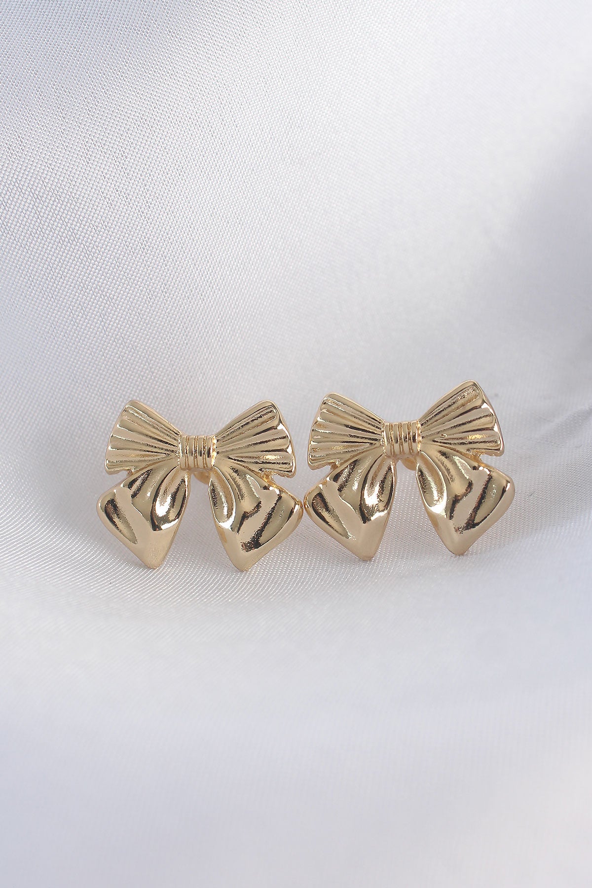 Brass Gold Color Bow Earring