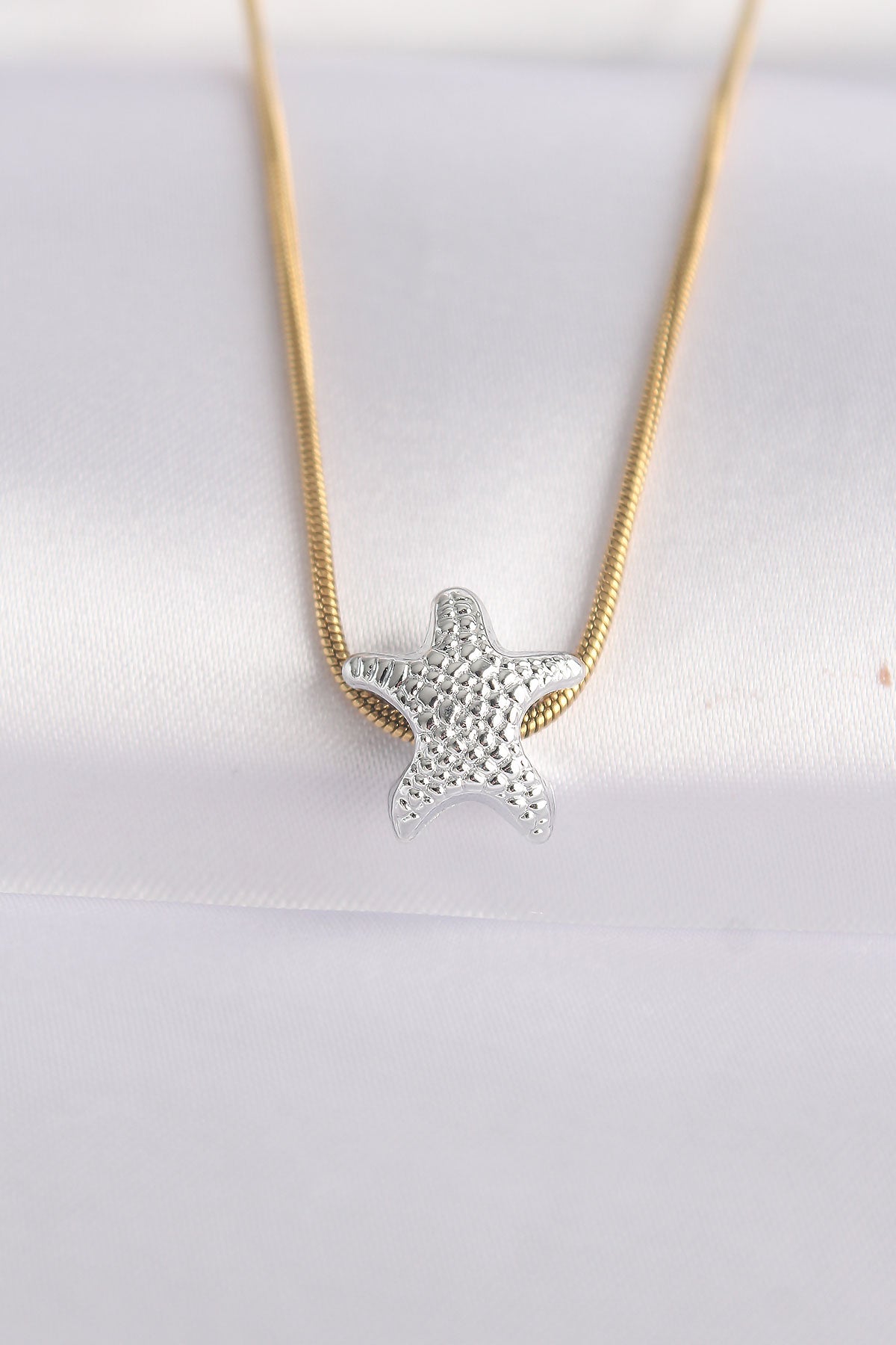 316L Steel Chain Gold Color Chain Silver Color Starfish Design Necklace