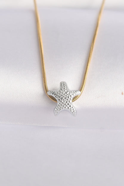 316L Steel Chain Gold Color Chain Silver Color Starfish Design Necklace