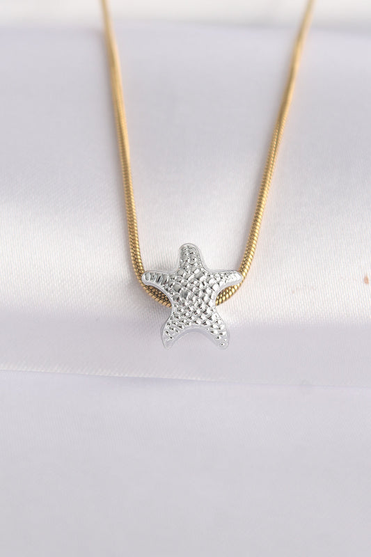 316L Steel Chain Gold Color Chain Silver Color Starfish Design Necklace