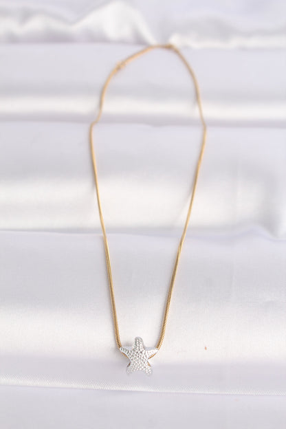 316L Steel Chain Gold Color Chain Silver Color Starfish Design Necklace