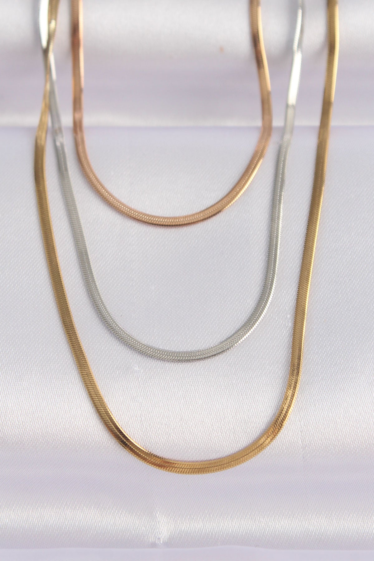 316L Steel 3 Color Italian Chain Multi Necklace