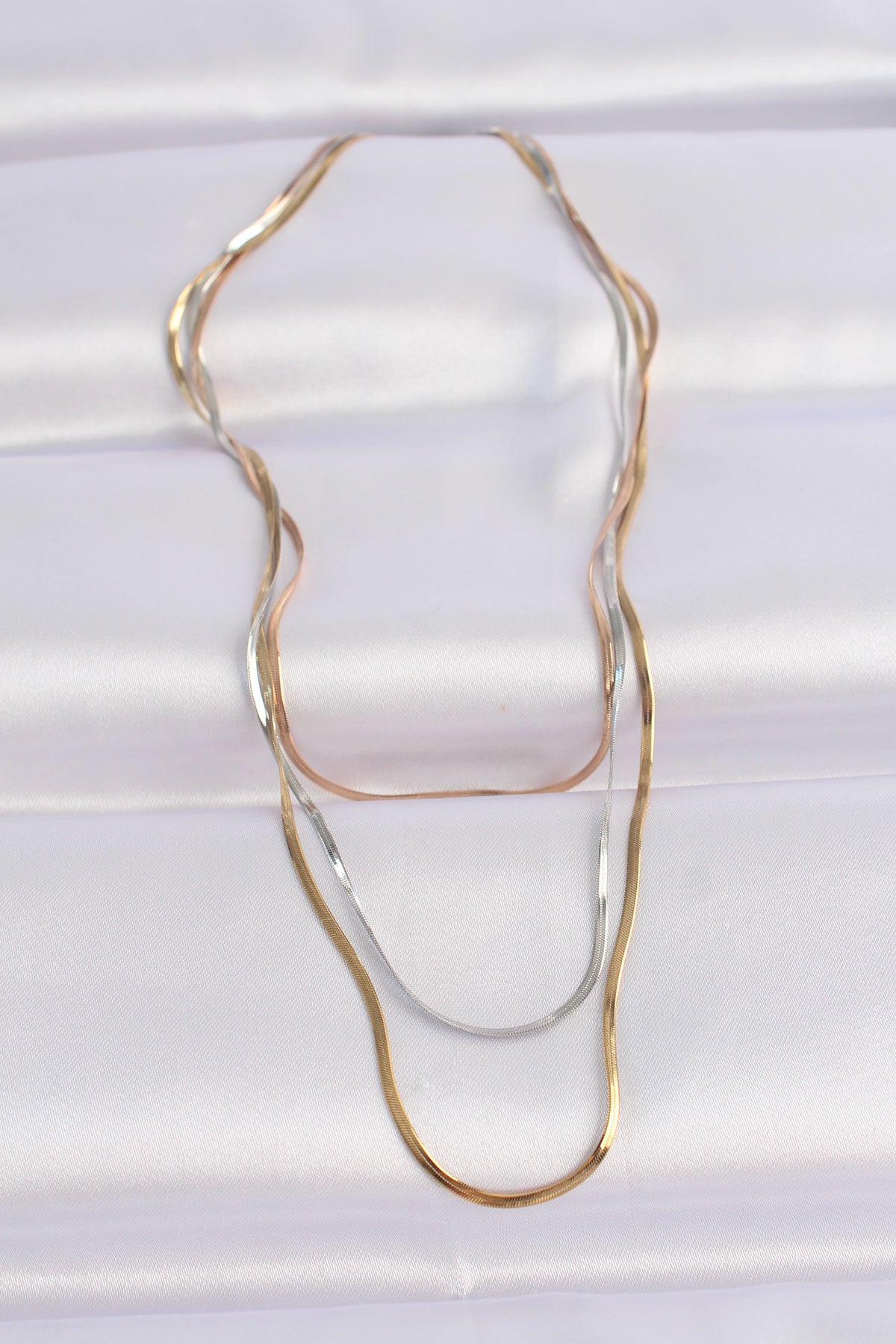 316L Steel 3 Color Italian Chain Multi Necklace