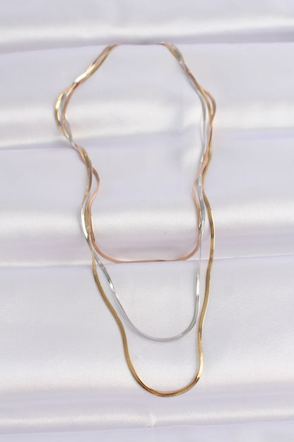 316L Steel 3 Color Italian Chain Multi Necklace