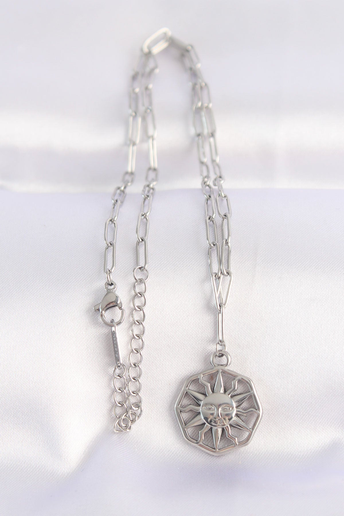 316L Steel Chain Silver Color Sun Necklace