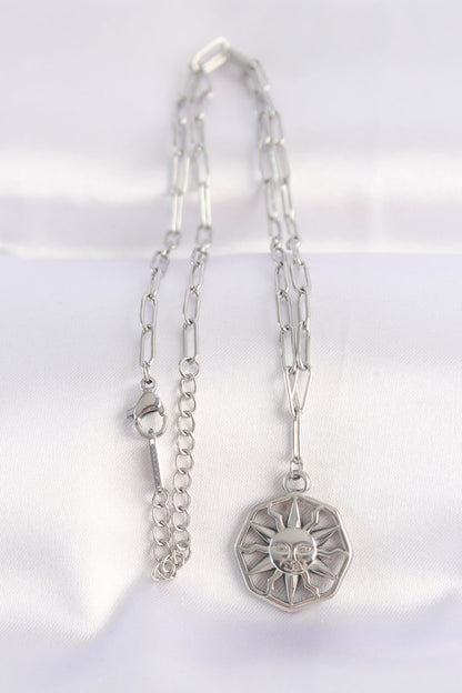316L Steel Chain Silver Color Sun Necklace