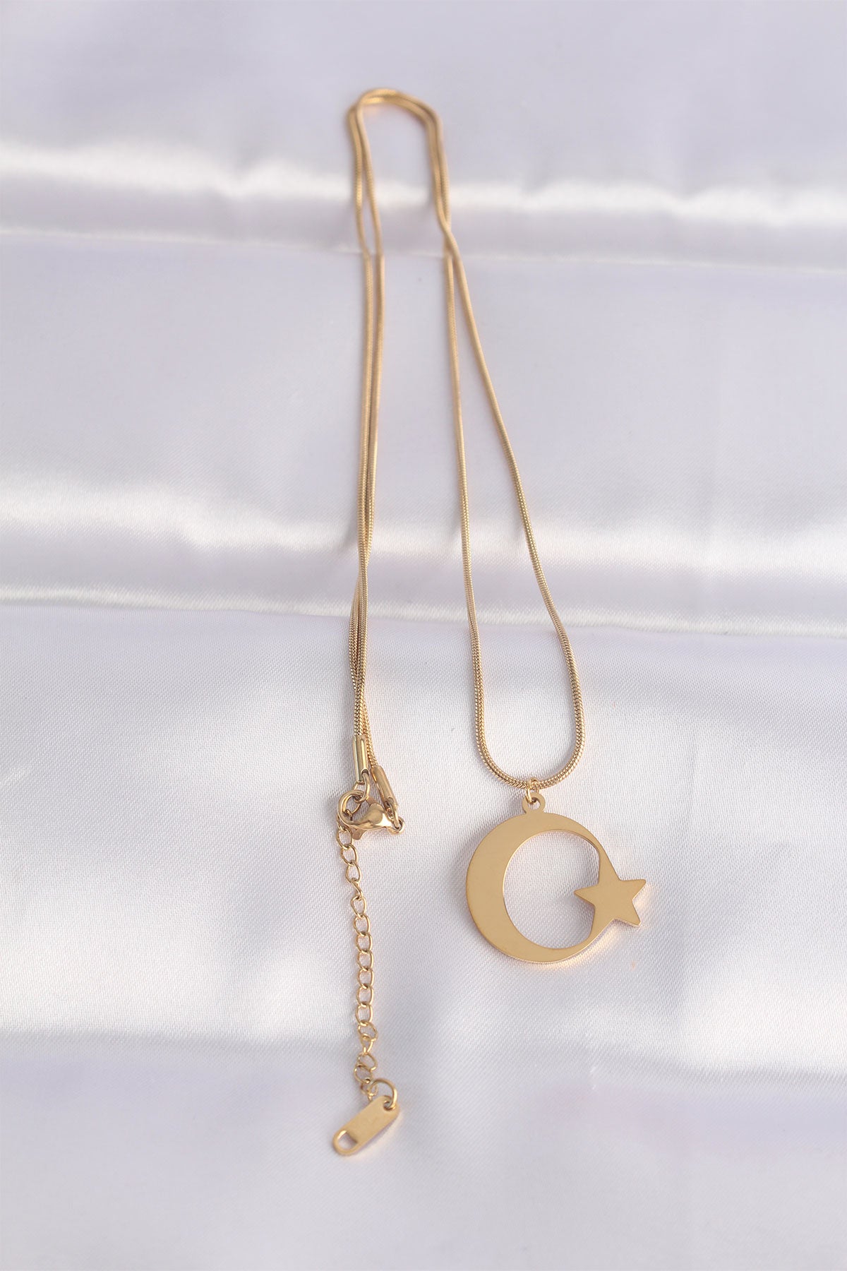 316L Steel Chain Gold Color Crescent Star Unisex Necklace