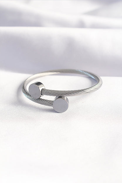 316L Steel Silver Color Oval Accessory Twist Model Bracelet and Ring Combination