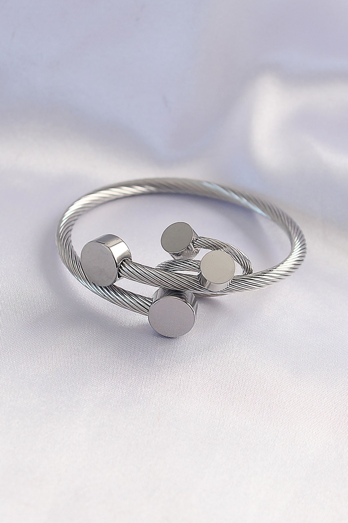 316L Steel Silver Color Oval Accessory Twist Model Bracelet and Ring Combination