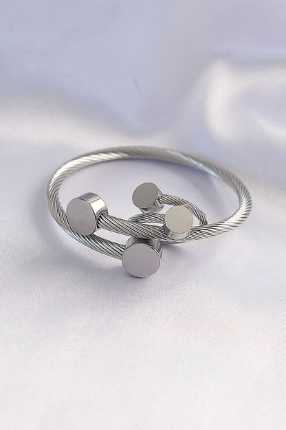 316L Steel Silver Color Oval Accessory Twist Model Bracelet and Ring Combination