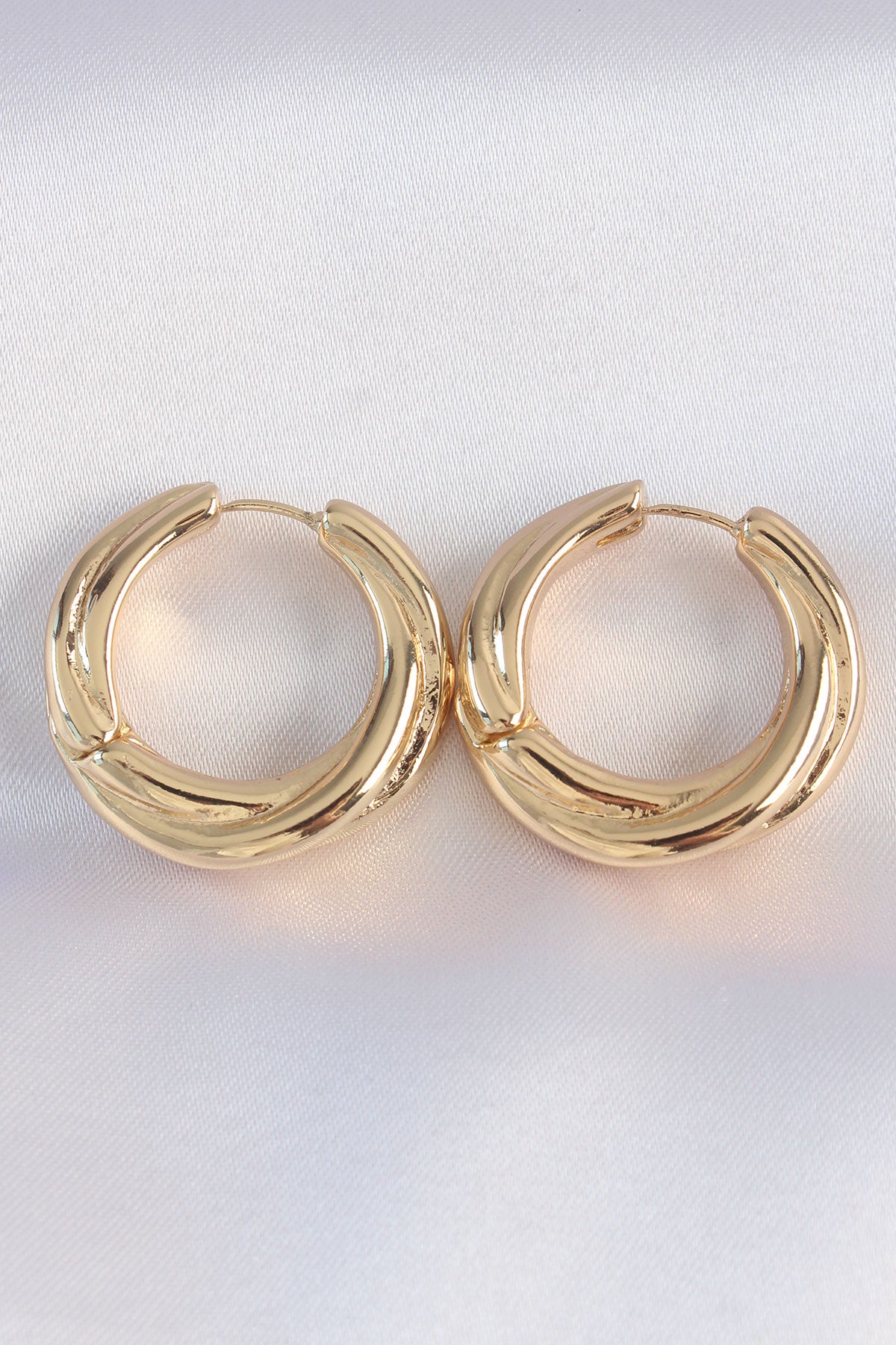 Brass Gold Color Asymmetrical Twist Earrings