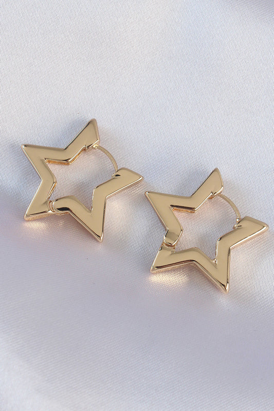 Brass Gold Color Star Earrings