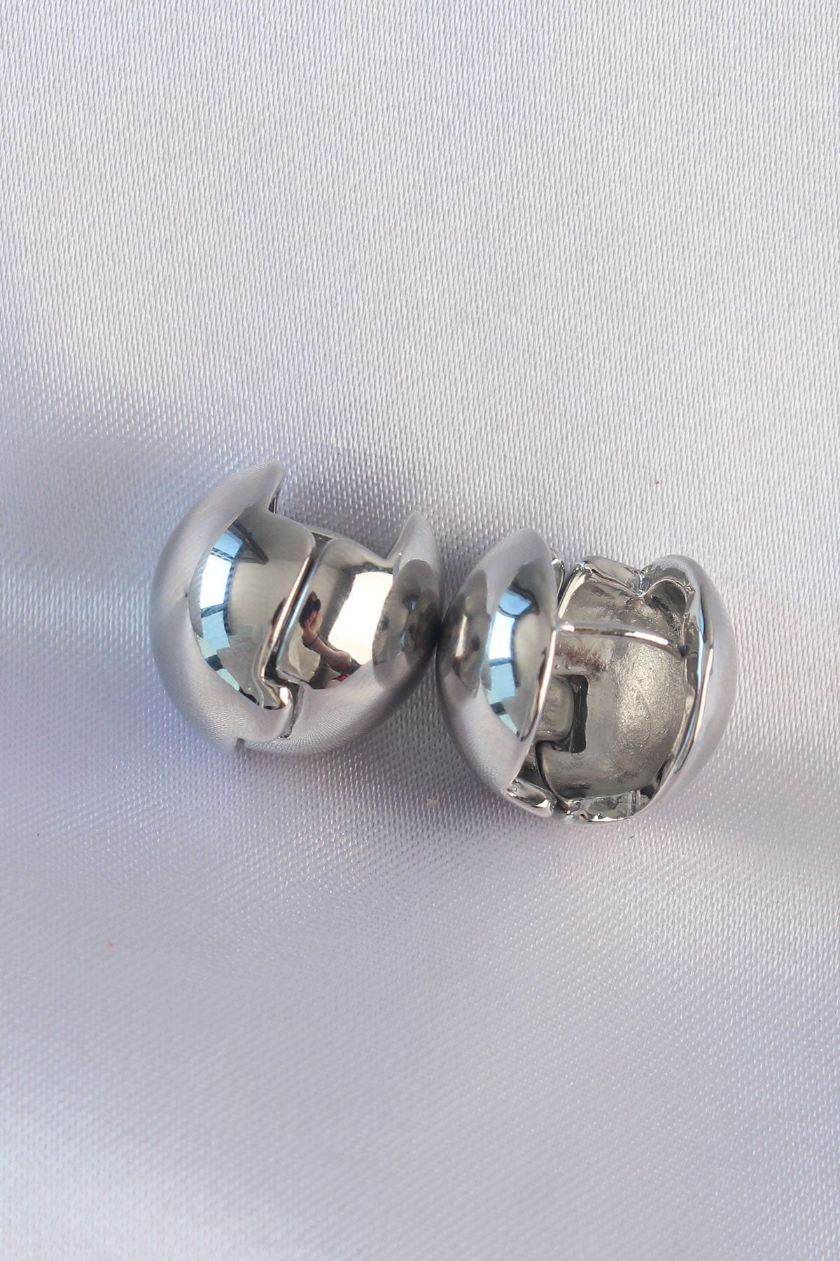 Brass Silver Color Hollow Minimal Ball Earring