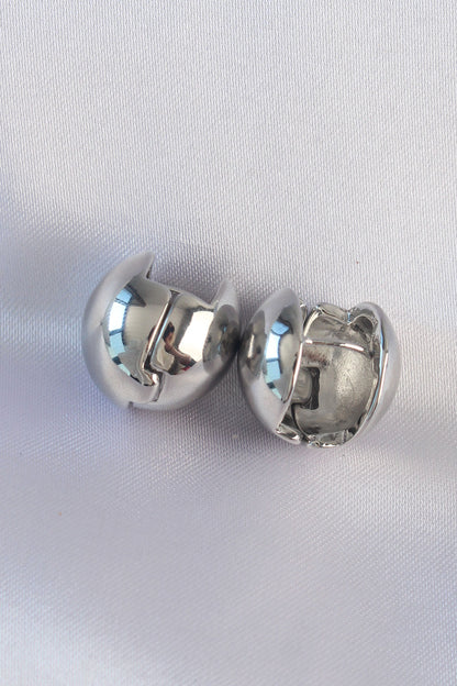 Brass Silver Color Hollow Minimal Ball Earring